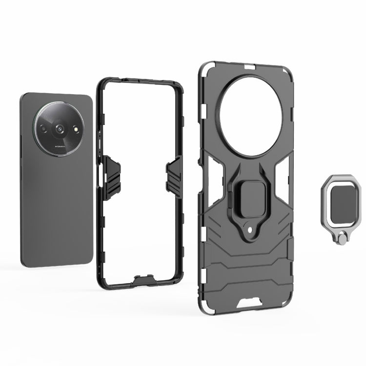 For Xiaomi Redmi A3 4G Shockproof PC + TPU Holder Phone Case(Black) - Xiaomi Cases by PMC TechLife | Online Shopping South Africa | PMC TechLife | Buy Now Pay Later Mobicred