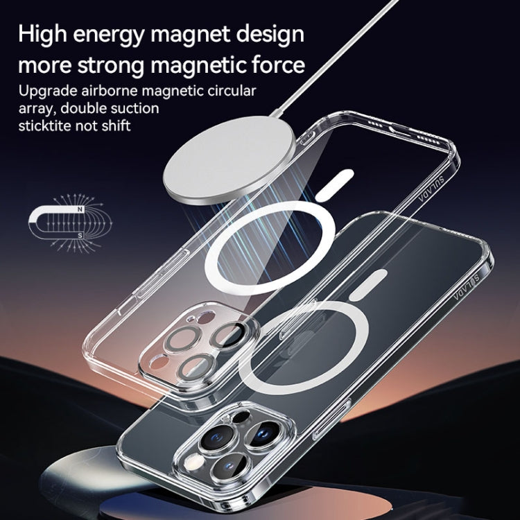 For iPhone 16 Pro Max SULADA Jingpin Series MagSafe All-inclusive Lens Electroplated TPU Phone Case(Transparent Black)