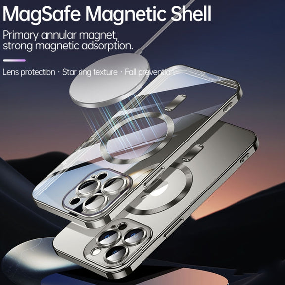 For iPhone 15 Plus SULADA MagSafe Plating TPU Shockproof Phone Soft Case(Titanium Blue)