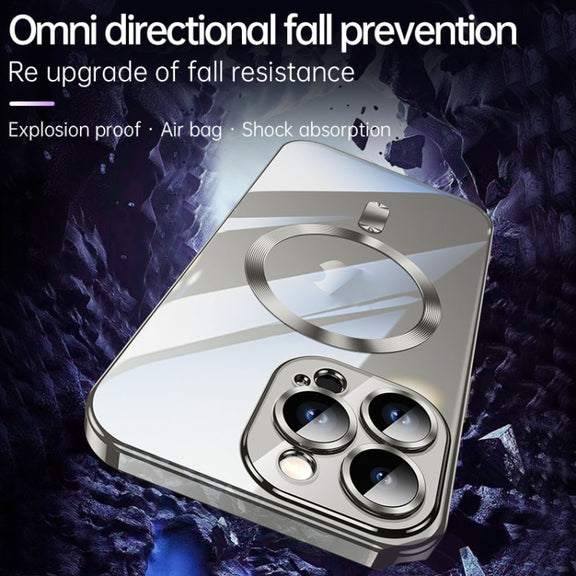 For iPhone 15 SULADA MagSafe Plating TPU Shockproof Phone Soft Case(Titanium Grey)