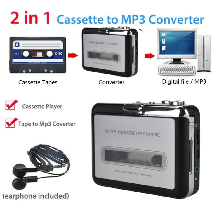 Ezcap 218 USB USB Cassette Capture Tape to MP3 Converter Cassette Recorder Player - free shipping - PMC Jewellery - Order now!