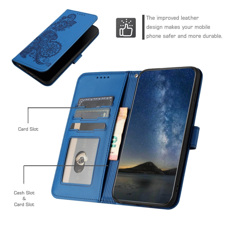 For Samsung Galaxy S22 Datura Flower Embossed Flip Leather Phone Case(Blue) - Galaxy S22 5G Cases by PMC TechLife | Online Shopping South Africa | PMC TechLife