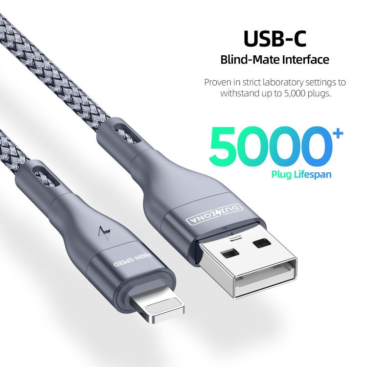 DUZZONA A7 2.4A USB to 8 Pin Charging Data Cable, Length:2m - free shipping - PMC Jewellery - Order now!