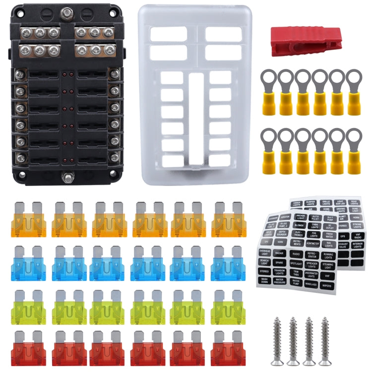 CP-4039 12 Way Fuse Block with 24pcs Fuses and 12pcs Rerminals - Fuse by PMC TechLife | Online Shopping South Africa | PMC TechLife | Buy Now Pay Later Mobicred