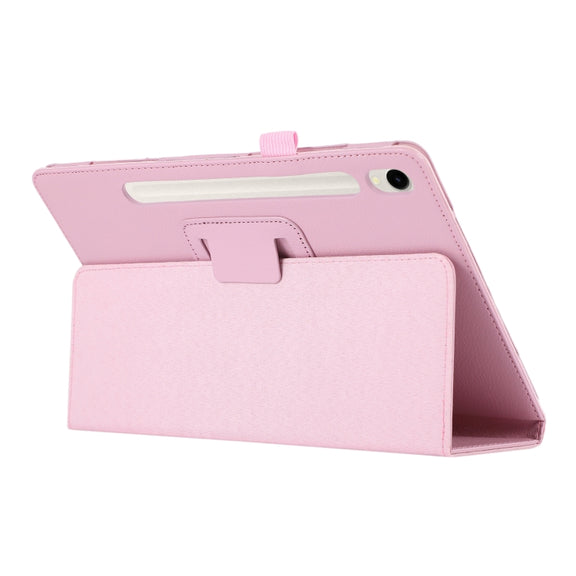 For Samsung Galaxy Tab S9+ / S10+ Litchi Texture Leather Tablet Case with Holder(Pink)