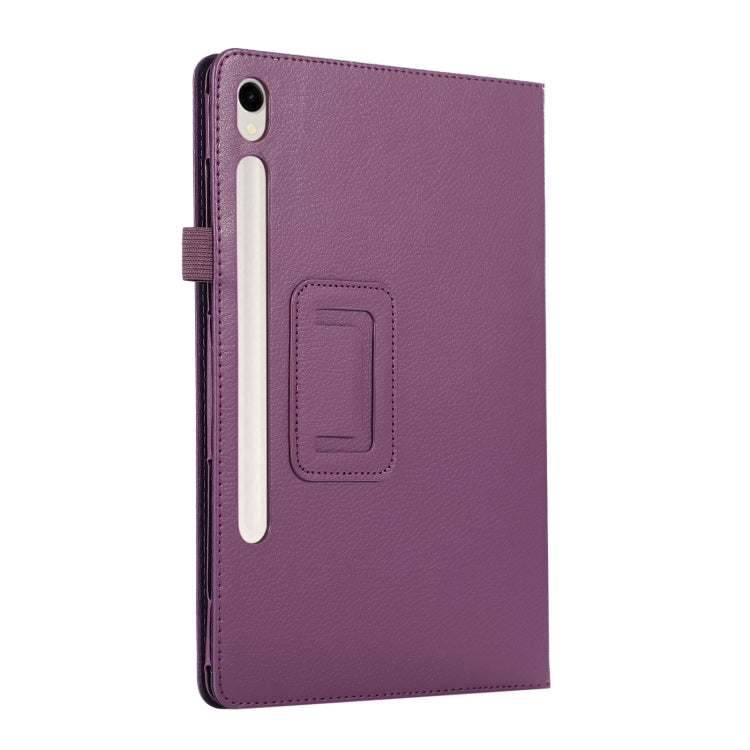 For Samsung Galaxy Tab S9+ / S10+ Litchi Texture Leather Tablet Case with Holder(Purple)