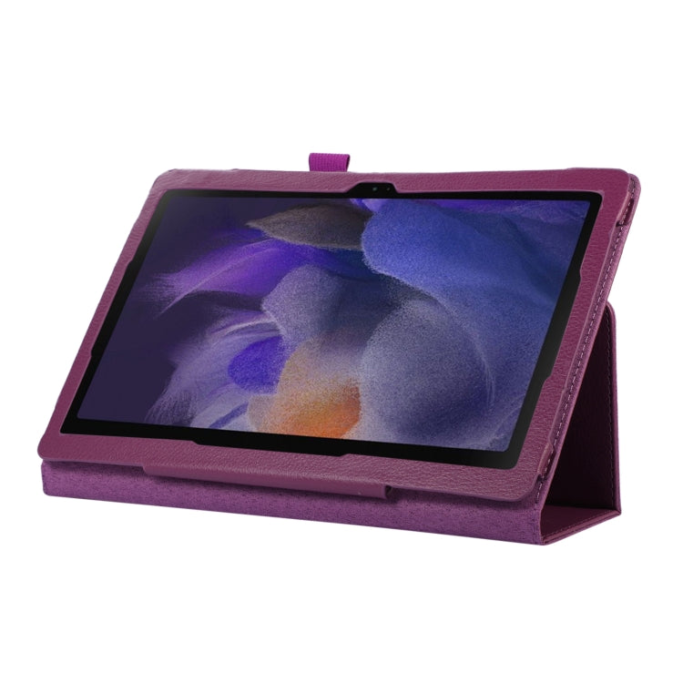 For Samsung Galaxy Tab A9+ Litchi Texture Leather Tablet Case with Holder(Purple) - Galaxy Tab A9+ by PMC TechLife | Online Shopping South Africa | PMC TechLife