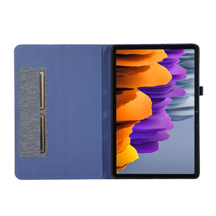 For Samsung Galaxy Tab S9+ / S10+ Horizontal Flip TPU + Fabric PU Leather Tablet Case(Dark Blue)