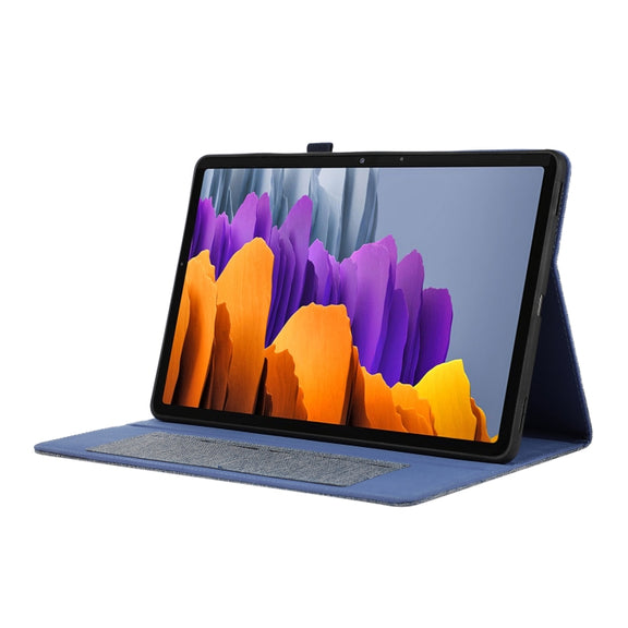 For Samsung Galaxy Tab S9+ / S10+ Horizontal Flip TPU + Fabric PU Leather Tablet Case(Dark Blue)