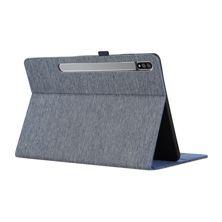 For Samsung Galaxy Tab S9+ / S10+ Horizontal Flip TPU + Fabric PU Leather Tablet Case(Dark Blue)