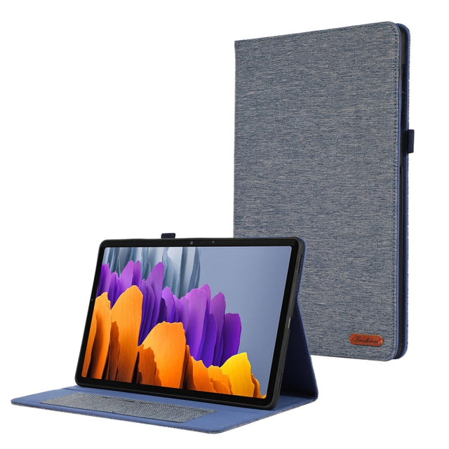 For Samsung Galaxy Tab S10 Ultra Horizontal Flip TPU + Fabric PU Leather Tablet Case(Dark Blue)