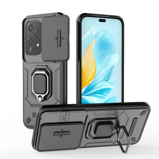 For Honor 200 Lite Global Sliding Camshield TPU + PC Shockproof Phone Case with Holder(Black) - free shipping - PMC Jewellery - Order now!