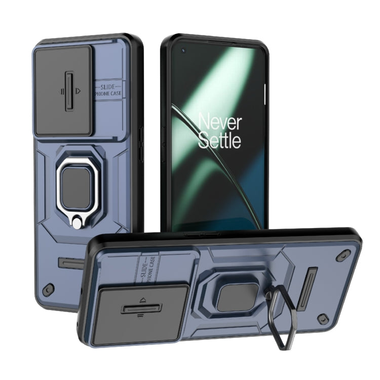 For OnePlus 11 5G Sliding Camshield TPU + PC Shockproof Phone Case with Holder(Blue) - free shipping - PMC TechLife - Order now!