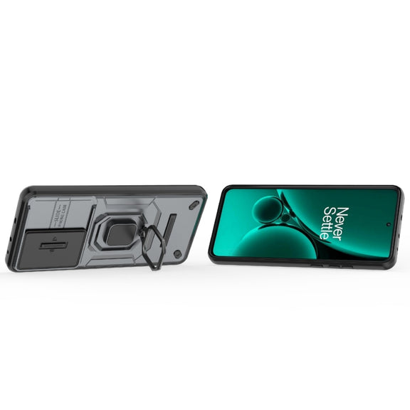 For OnePlus Nord CE3 5G Sliding Camshield TPU + PC Shockproof Phone Case with Holder(Grey)