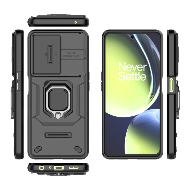 For OnePlus Nord CE 3 Lite 5G Sliding Camshield TPU + PC Shockproof Phone Case with Holder(Black) - OnePlus Cases by PMC TechLife | Online Shopping South Africa | PMC TechLife | Buy Now Pay Later Mobicred