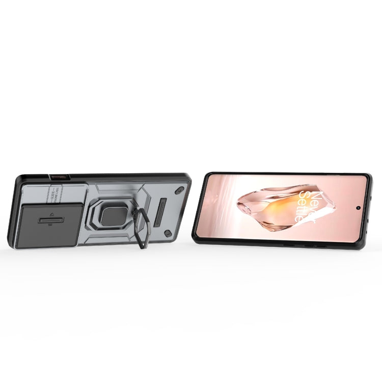 For OnePlus ACE 3 5G Sliding Camshield TPU + PC Shockproof Phone Case with Holder(Grey) - OnePlus Cases by PMC TechLife | Online Shopping South Africa | PMC TechLife | Buy Now Pay Later Mobicred