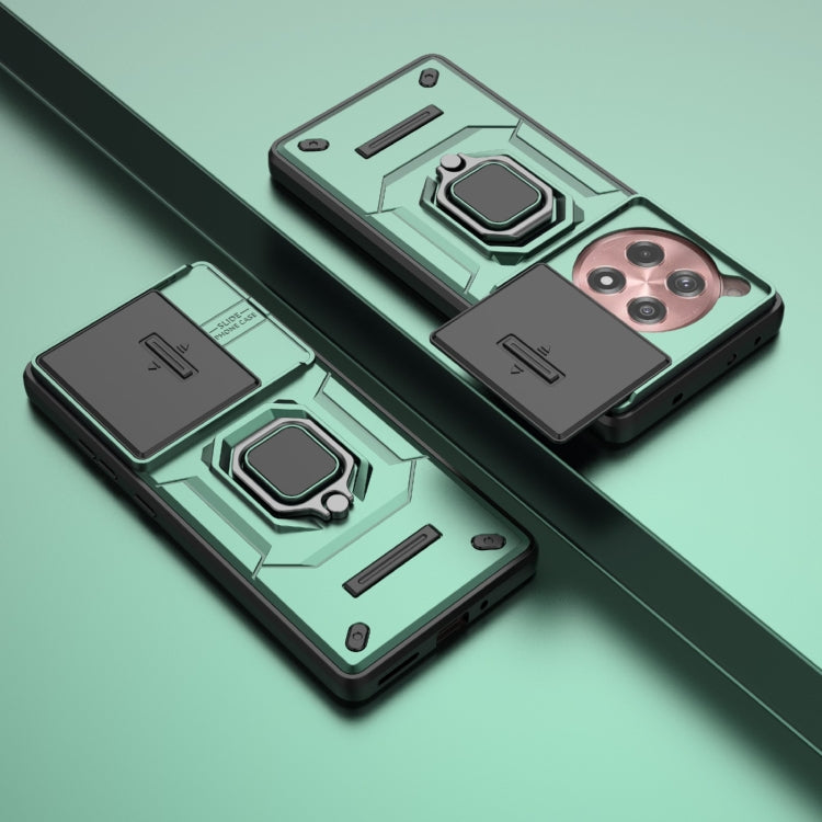 For OnePlus ACE 3 5G Sliding Camshield TPU + PC Shockproof Phone Case with Holder(Green) - OnePlus Cases by PMC TechLife | Online Shopping South Africa | PMC TechLife | Buy Now Pay Later Mobicred