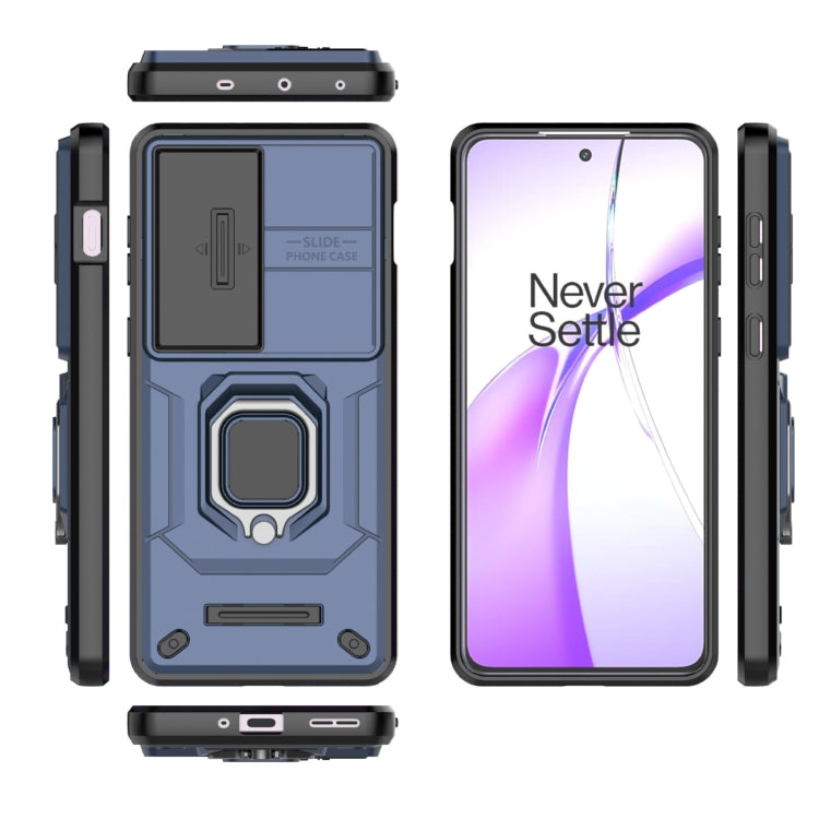 For OnePlus ACE 3V Sliding Camshield TPU + PC Shockproof Phone Case with Holder(Blue)