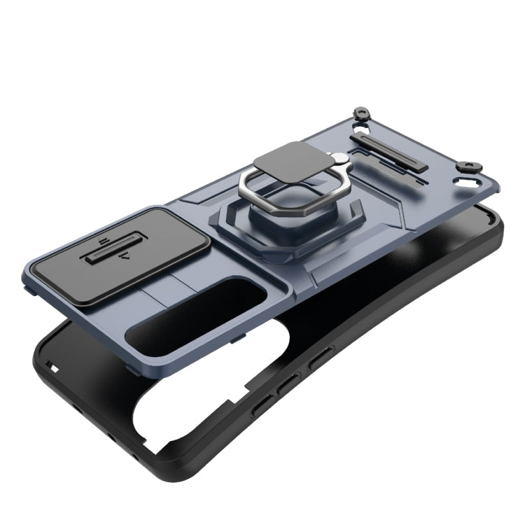 For OnePlus Nord CE4 5G Global Sliding Camshield TPU + PC Shockproof Phone Case with Holder(Blue) - OnePlus Cases by PMC TechLife | Online Shopping South Africa | PMC TechLife | Buy Now Pay Later Mobicred