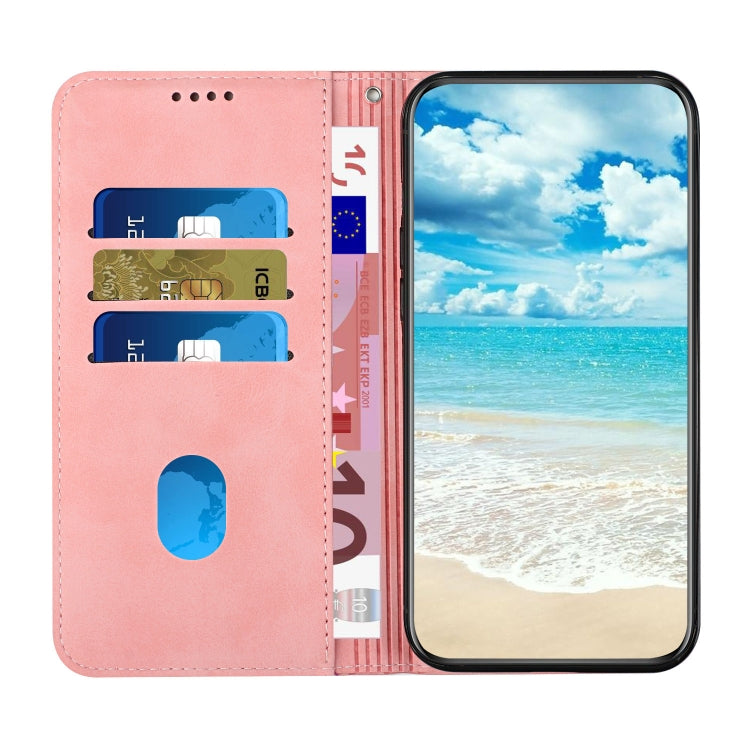 For Motorola Moto G Play 2024 Diamond Splicing Skin Feel Magnetic Leather Phone Case(Rose Gold)