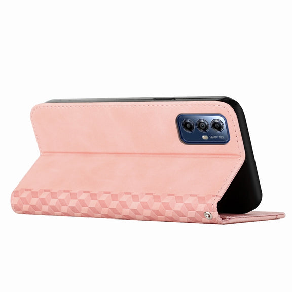 For Motorola Moto G Play 2024 Diamond Splicing Skin Feel Magnetic Leather Phone Case(Rose Gold)