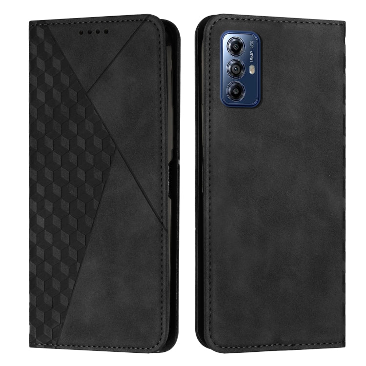 For Motorola Moto G Play 2024 Diamond Splicing Skin Feel Magnetic Leather Phone Case(Black) - Motorola Cases by PMC Jewellery | Online Shopping South Africa | PMC Jewellery | Buy Now Pay Later Mobicred