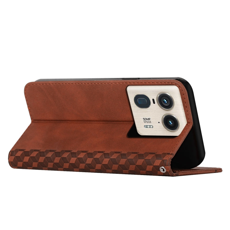 For Motorola Edge 50 Ultra Diamond Splicing Skin Feel Magnetic Leather Phone Case(Brown) - Motorola Cases by PMC TechLife | Online Shopping South Africa | PMC TechLife | Buy Now Pay Later Mobicred