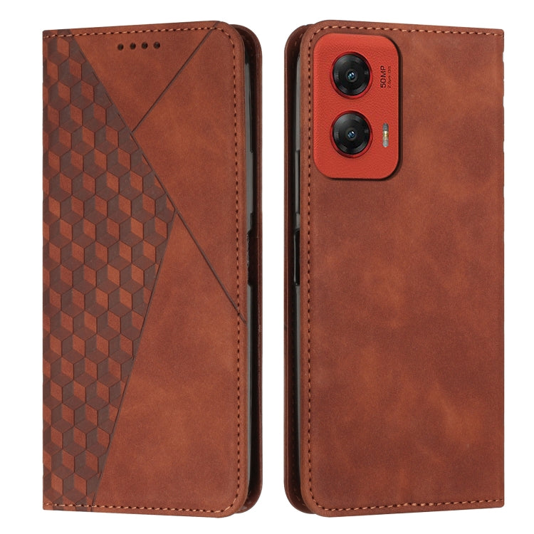 For Motorola Moto G Stylus 5G 2024 Diamond Splicing Skin Feel Magnetic Leather Phone Case(Brown) - Motorola Cases by PMC Jewellery | Online Shopping South Africa | PMC Jewellery | Buy Now Pay Later Mobicred