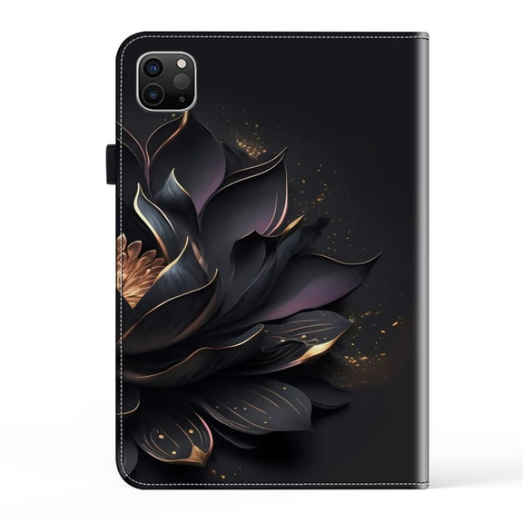 For iPad Air 11 2024 / Pro 11 2022 Crystal Texture Painted Leather Tablet Case(Purple Lotus)