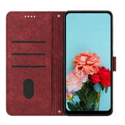 For Motorola Moto G Play 2024 Skin Feel Stripe Pattern Leather Phone Case with Lanyard(Red)