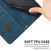 For Motorola Moto G Play 2024 Skin Feel Stripe Pattern Leather Phone Case with Lanyard(Blue)