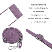 For Motorola Moto G Play 2024 Skin Feel Stripe Pattern Leather Phone Case with Lanyard(Purple)