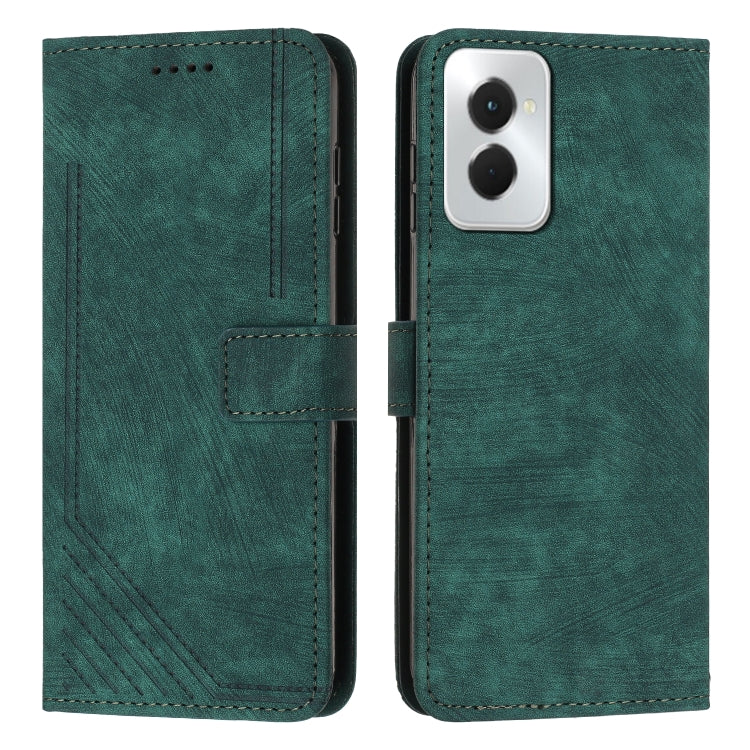 For Motorola Moto G Power 5G 2024 Skin Feel Stripe Pattern Leather Phone Case with Lanyard(Green) - Motorola Cases by PMC Jewellery | Online Shopping South Africa | PMC Jewellery | Buy Now Pay Later Mobicred