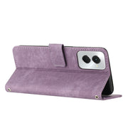 For Motorola Moto G Power 5G 2024 Skin Feel Stripe Pattern Leather Phone Case with Lanyard(Purple)