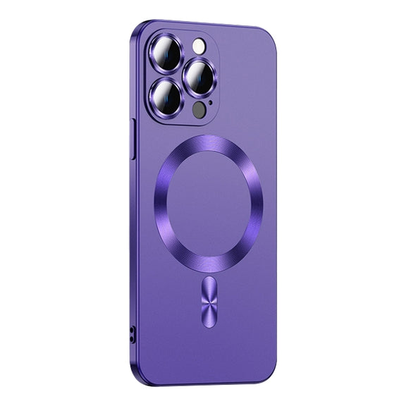 For iPhone 15 Pro Max Liquid Lens Protector Magsafe Phone Case(Dark Purple)