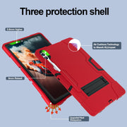 For Samsung Galaxy Tab S9+ Contrast Color Silicone PC Tablet Case with Holder(Red + Black)