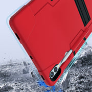 For Samsung Galaxy Tab S9+ Contrast Color Silicone PC Tablet Case with Holder(Red + Black)