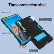 For Samsung Galaxy Tab S9+ Contrast Color Silicone PC Tablet Case with Holder(Black + Blue)