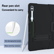 For Samsung Galaxy Tab S9+ Contrast Color Silicone PC Tablet Case with Holder(Black)