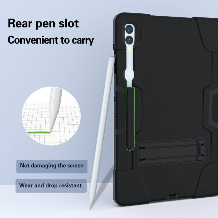 For Samsung Galaxy Tab S9+ Contrast Color Silicone PC Tablet Case with Holder(Black)