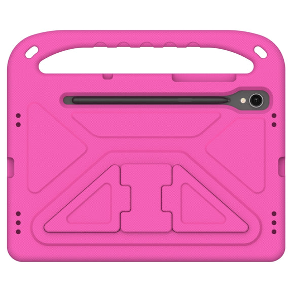 For Samsung Galaxy Tab S9 Handle EVA Shockproof Tablet Case with Holder(Rose Red)