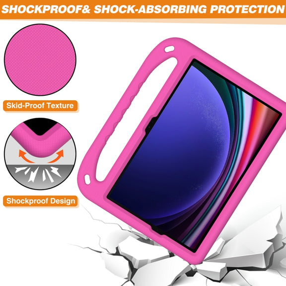 For Samsung Galaxy Tab S9 Handle EVA Shockproof Tablet Case with Holder(Rose Red)