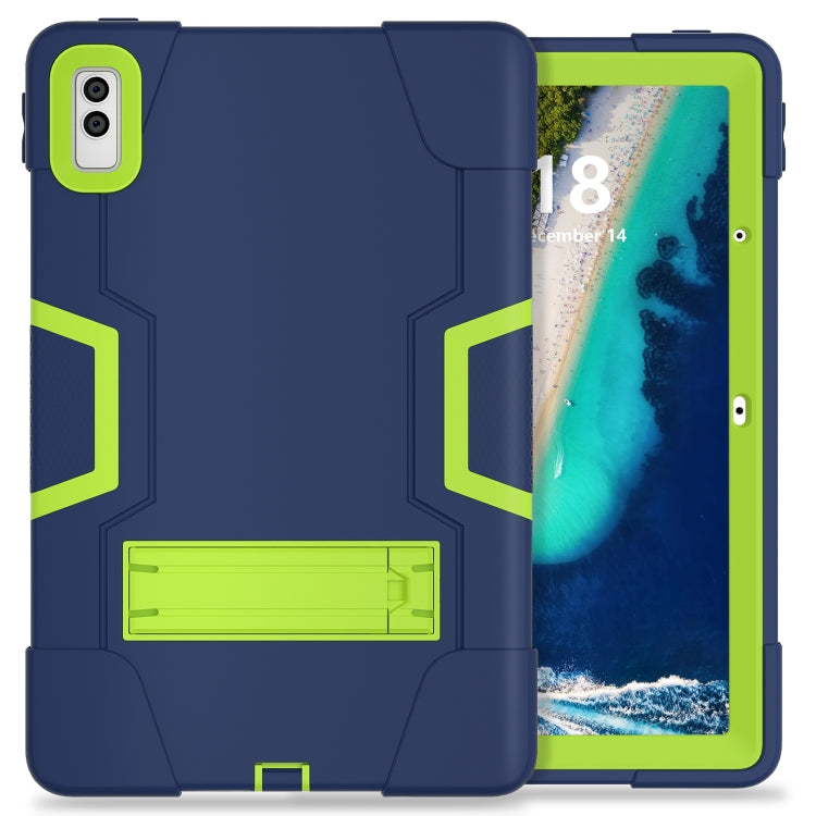 For Lenovo Tab M10 5G 10.6 inch Contrast Color Silicone PC Tablete Case with Holder(Navy Blue + Green)