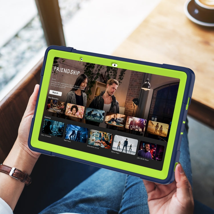 For Lenovo Tab M10 5G 10.6 inch Contrast Color Silicone PC Tablete Case with Holder(Navy Blue + Green) - Lenovo by PMC TechLife | Online Shopping South Africa | PMC TechLife | Buy Now Pay Later Mobicred