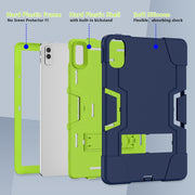 For Lenovo Tab M10 5G 10.6 inch Contrast Color Silicone PC Tablete Case with Holder(Navy Blue + Green)