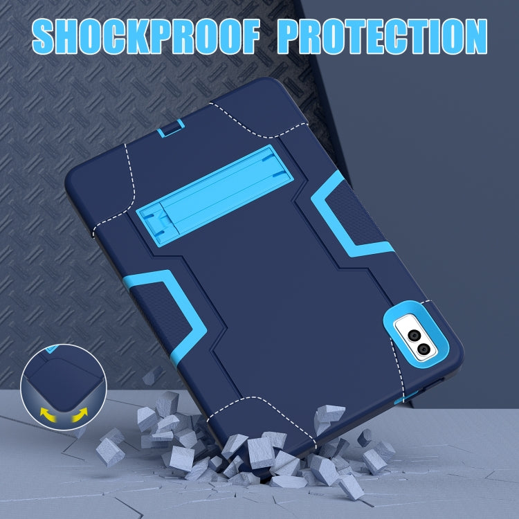 For Lenovo Tab M10 5G 10.6 inch Contrast Color Silicone PC Tablete Case with Holder(Navy Blue + Blue) - Lenovo by PMC TechLife | Online Shopping South Africa | PMC TechLife | Buy Now Pay Later Mobicred