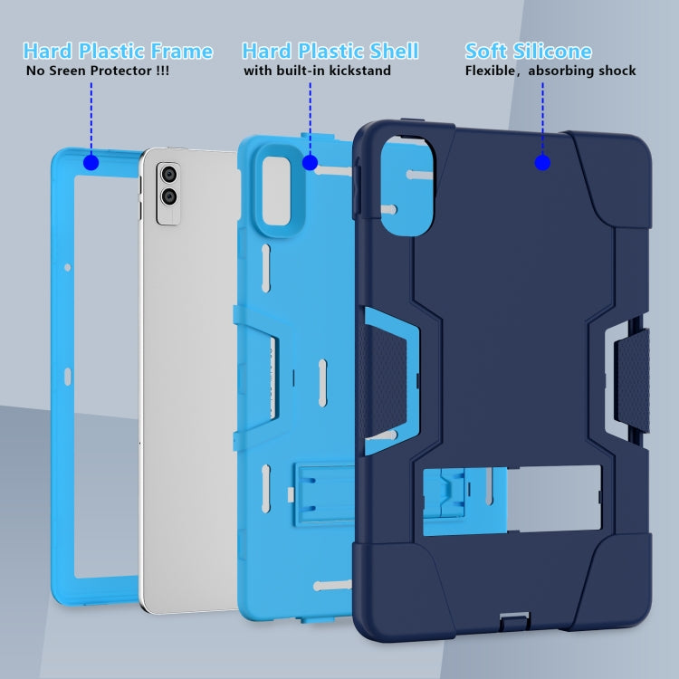 For Lenovo Tab M10 5G 10.6 inch Contrast Color Silicone PC Tablete Case with Holder(Navy Blue + Blue) - Lenovo by PMC TechLife | Online Shopping South Africa | PMC TechLife | Buy Now Pay Later Mobicred