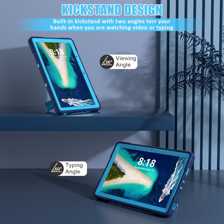 For Lenovo Tab M10 5G 10.6 inch Contrast Color Silicone PC Tablete Case with Holder(Navy Blue + Blue) - Lenovo by PMC TechLife | Online Shopping South Africa | PMC TechLife | Buy Now Pay Later Mobicred