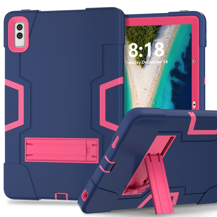 For Lenovo Tab M10 5G 10.6 inch Contrast Color Silicone PC Tablete Case with Holder(Navy Blue + Rose Red) - Lenovo by PMC TechLife | Online Shopping South Africa | PMC TechLife | Buy Now Pay Later Mobicred