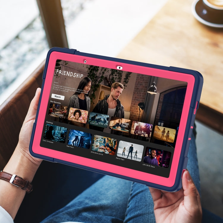 For Lenovo Tab M10 5G 10.6 inch Contrast Color Silicone PC Tablete Case with Holder(Navy Blue + Rose Red) - Lenovo by PMC TechLife | Online Shopping South Africa | PMC TechLife | Buy Now Pay Later Mobicred